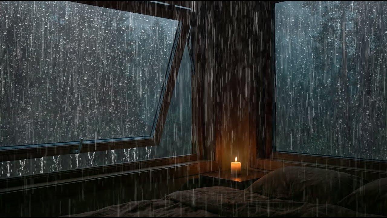 🔴Rain Sound On Window with Thunder Sound for Deep Sleep, Study and Relaxation, Meditation