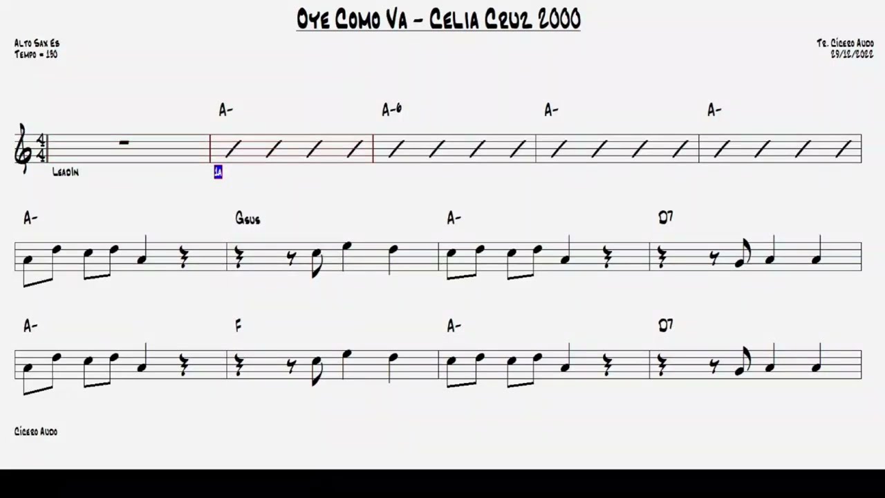Oye Como Va - Celia Cruz 2000 (Alto Sax Eb) [Sheet music]