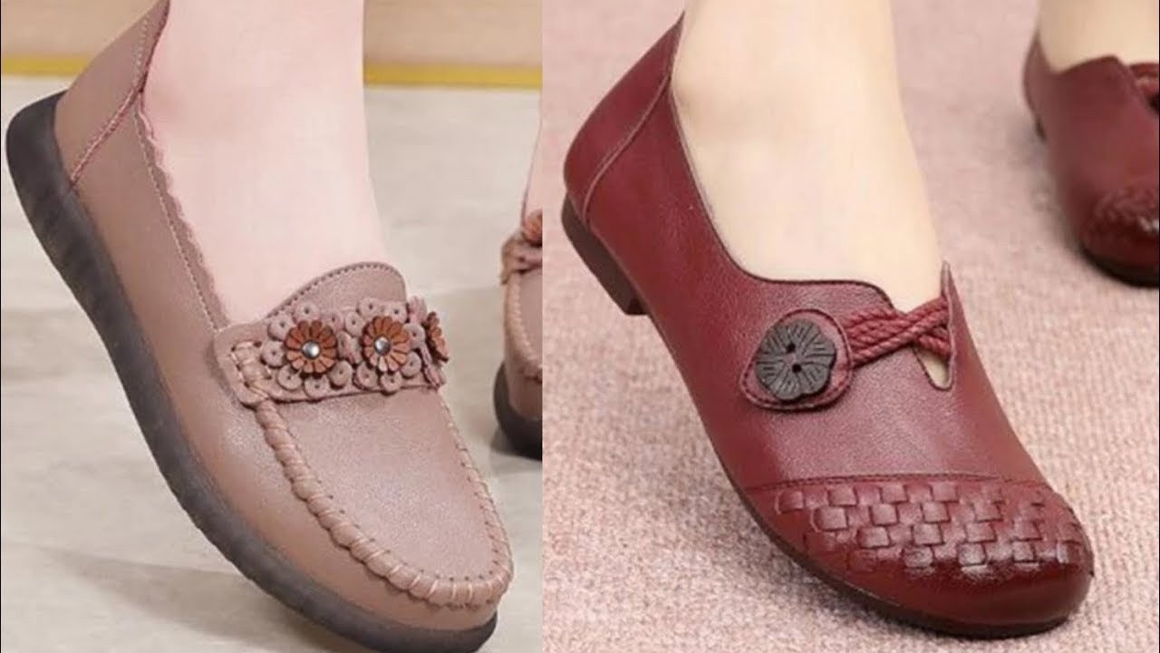 GENUINE LEATHER SLIP ON SHOES TOP DIFFERENT FOOTWEAR DESIGN LADIES SANDAL DESIGN BEST COLLECTION