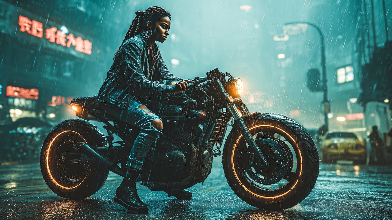 Night Rider Rain 🌧️🏍️ | Cyberpunk Motorcycle & City Rain Ambience for Sleep