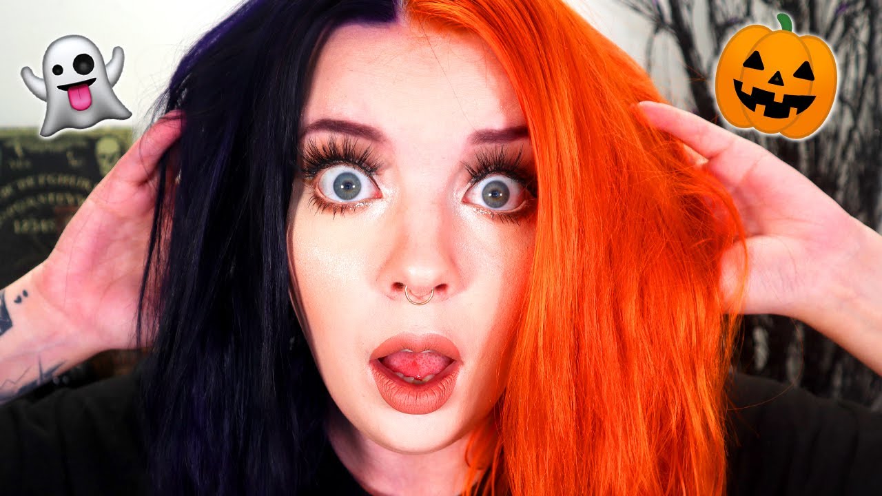 I Tried A Orange & Black Split Dye At Home 🎃