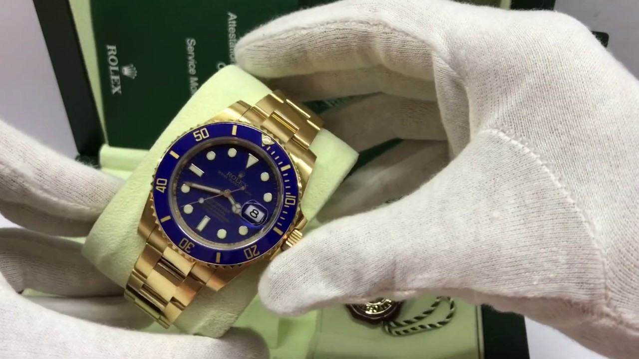S/N C553 Rolex Submariner 18K Yellow Gold Blue ceramic ref 116618LB