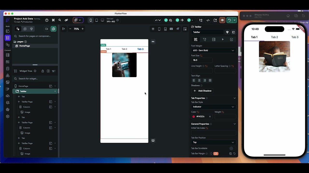 FlutterFlow TabBar Widget Tutorial | Switch Between Screens with Stylish Tabs