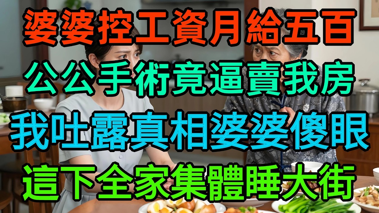 婆婆握老公工資卡每月只給我 500！公公手術 30 萬竟逼我賣娘家房，我冷笑一句讓她當場傻眼！
