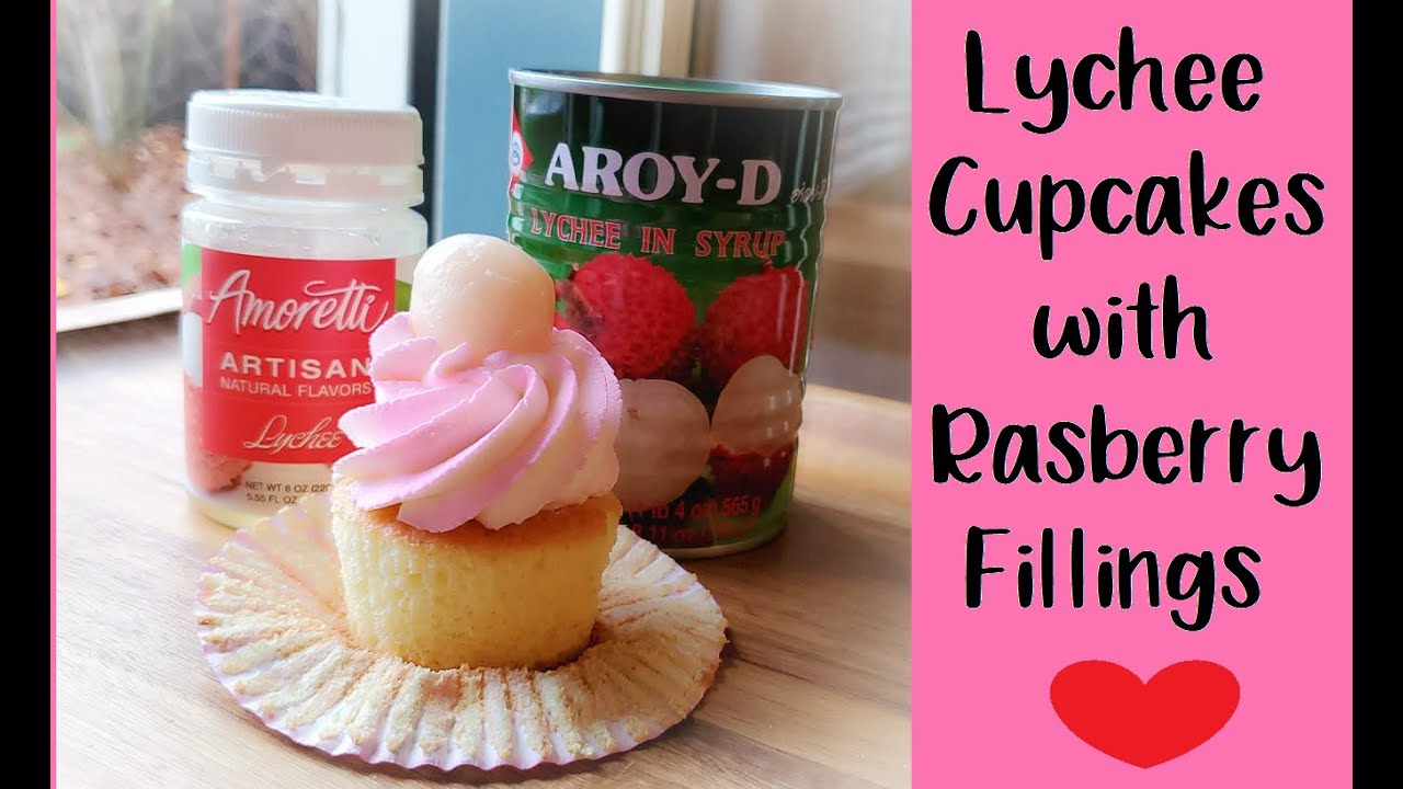 Lychee Cupcakes with Raspberry Fillings