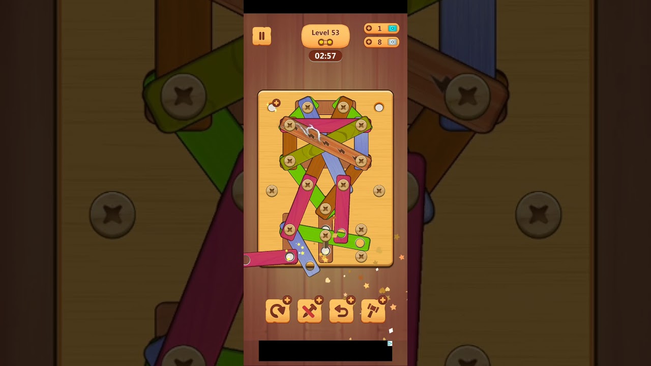 Wood Nuts & Bolt Puzzle Level 53 #shortsfeed #shortsvideo #sportscap #caph #shortsvideo 😊😊😊