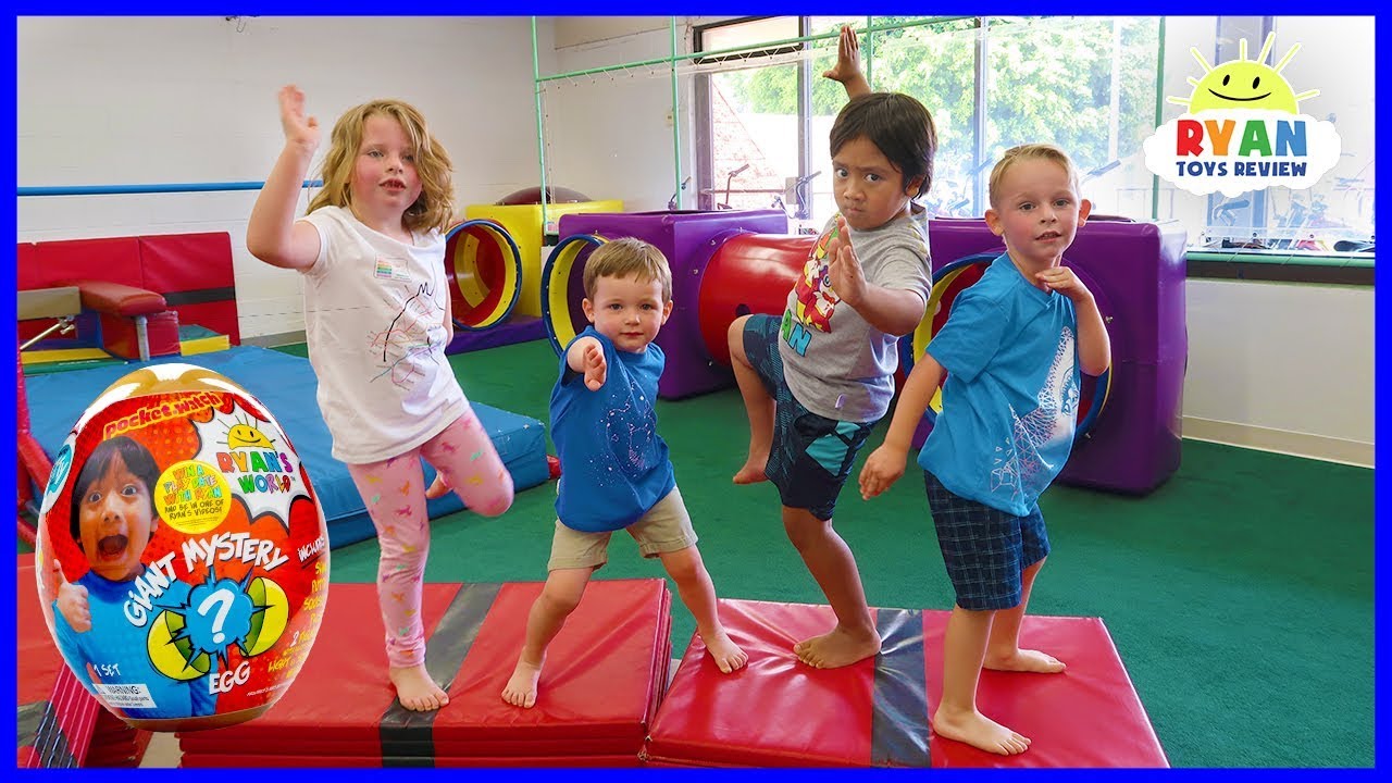 Ryan Plays  at Indoor Playground with Golden Mystery Egg Winners!!!