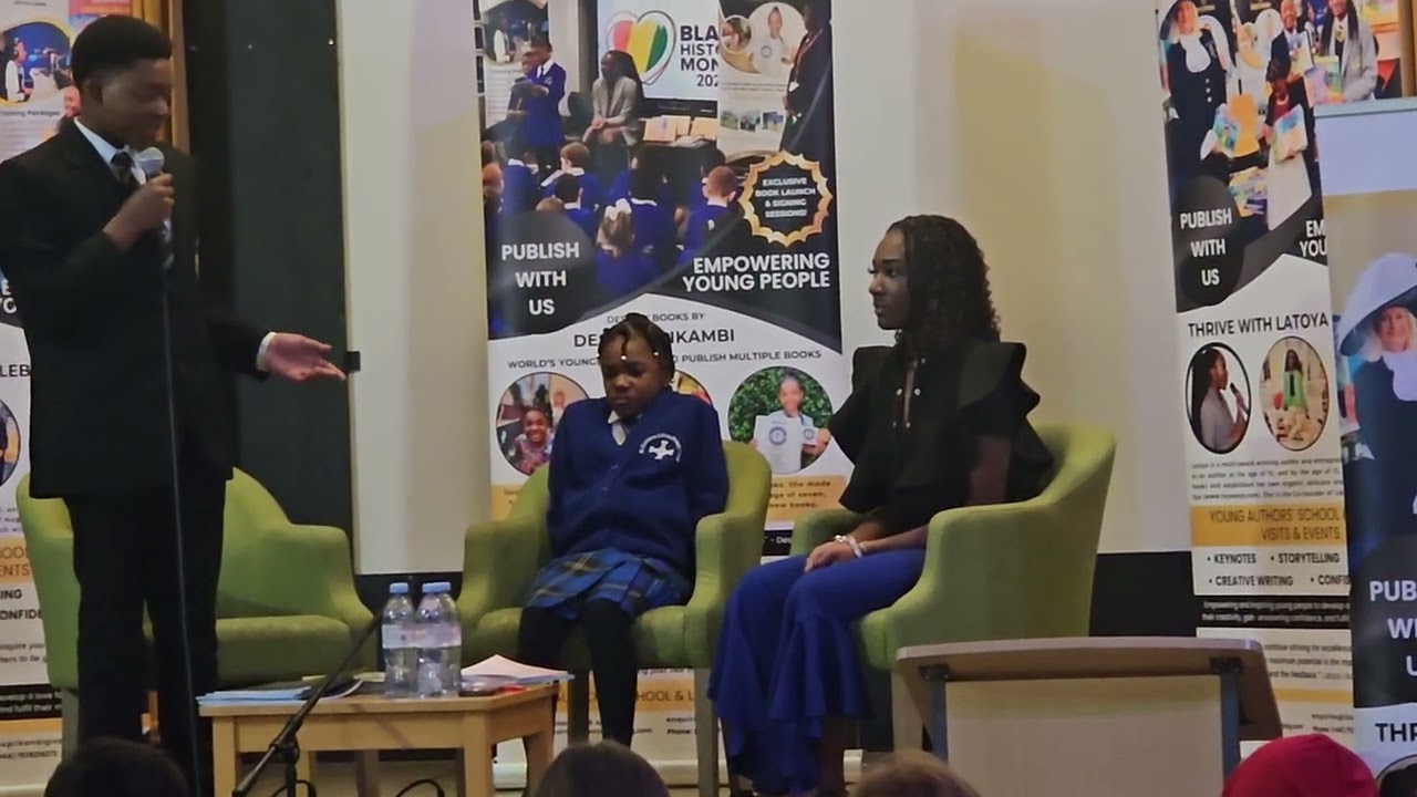 Caleb Likambi speaking at the World Book Day Young People&rsquo;s Symposium