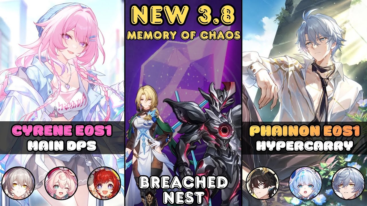 Cyrene E0S1 Dps & Phainon E0S1 Hypercarry | New Memory Of Chaos 3.8 | Hsr 3.8