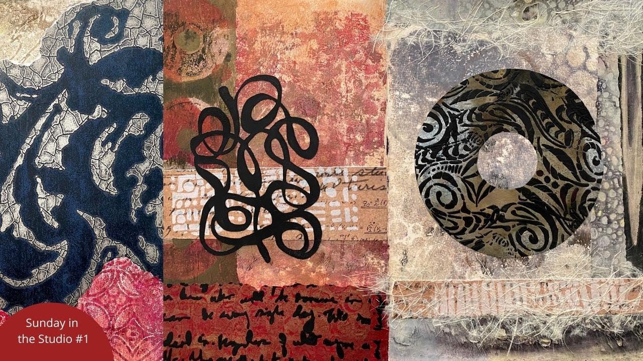 Gelli Printing Collage with New Exciting Stencils - Sunday in The Studio
