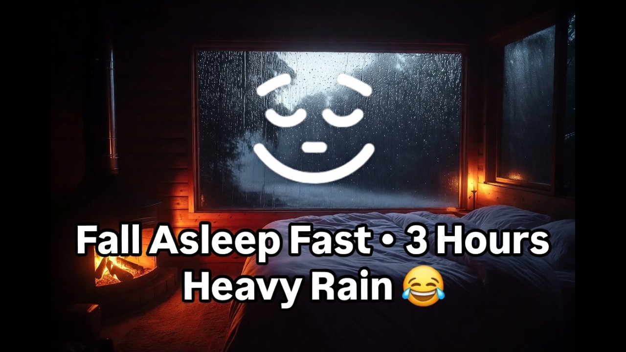 Heavy Rain in a Cozy Forest Cabin 🌧️ Fall Asleep Fast  Rain Sounds for Insomnia 3 HOURS