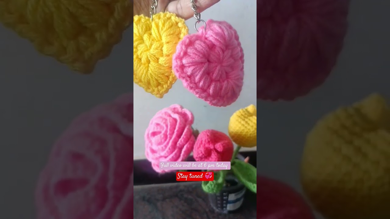 Crochet Heart Keychain #crochet #shorts #crochettutorial #crochetintamil