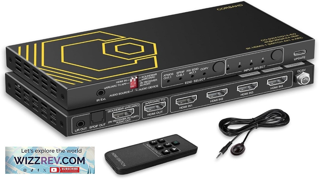 8K@60Hz 4K@120Hz HDMI2.1 коммутатор 4 входа 1 выход с eARC ARC аудиоэкстрактор 7.1Ch SPDIF