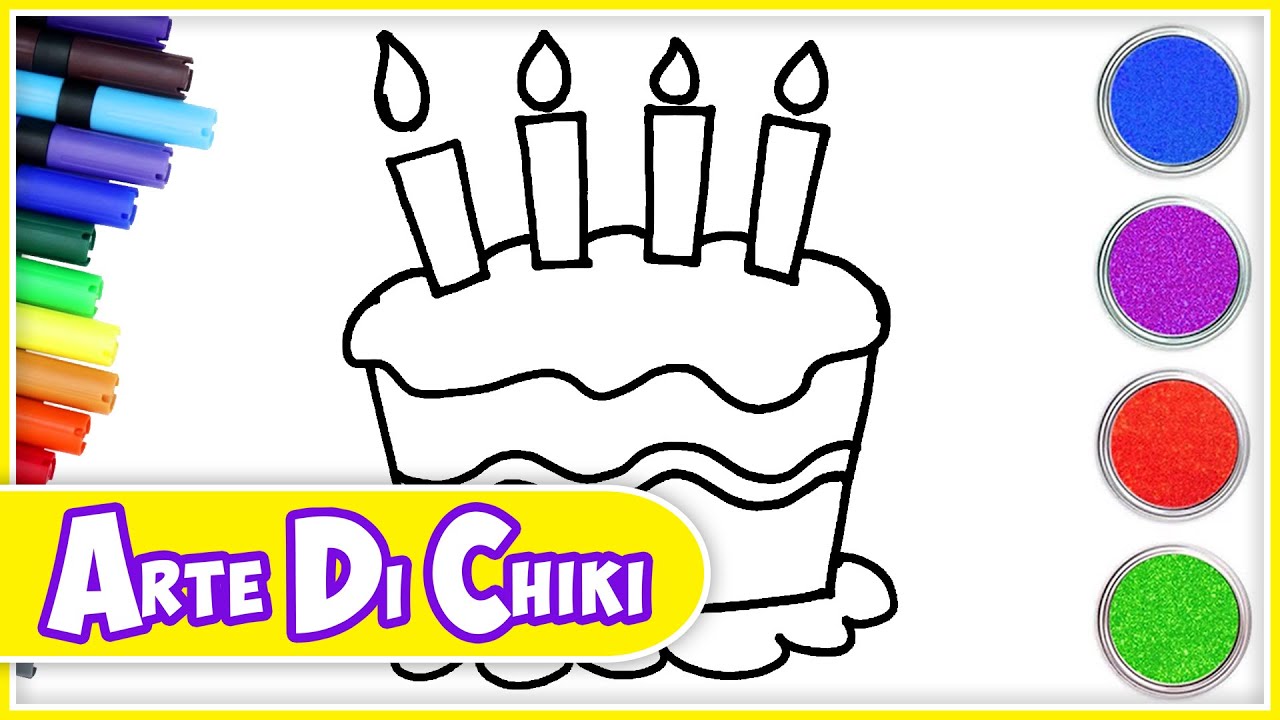 Arte Di Chiki | Come disegnare una torta di compleanno | Disegni facili per bambini