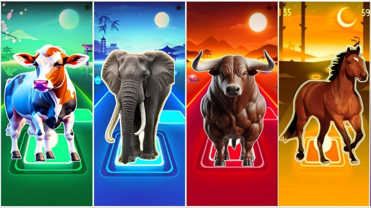 Magic Animals😘 COW🆚ELEPHANT🆚BULL🆚 HORSE 🎼Coffin dance song
