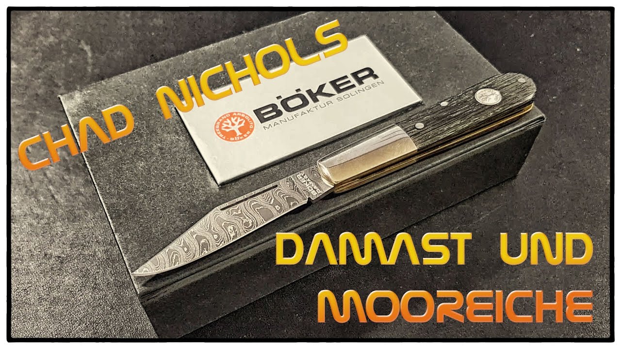 Böker Manufaktur Solingen Barlow Classic Limited Edition Chad Nichols Damast Neusilber Mooreiche