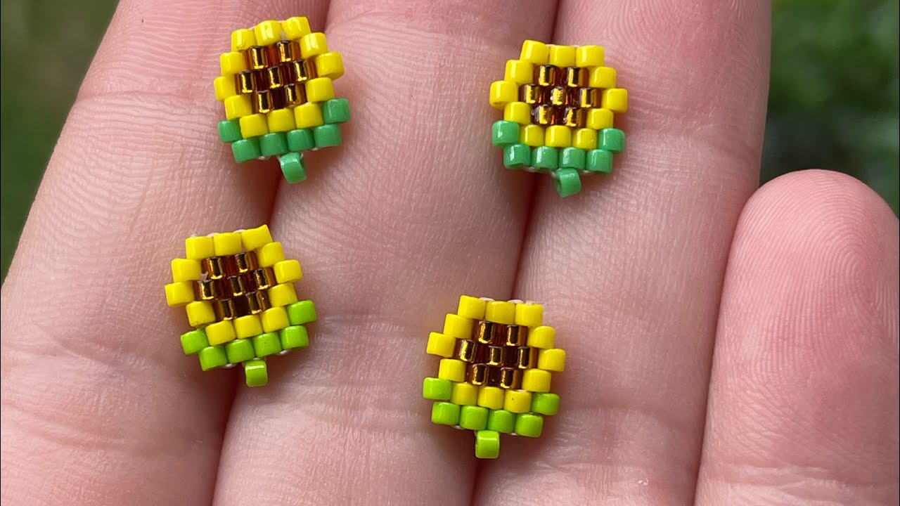 Hermosos topitos de girasol con Miyuki