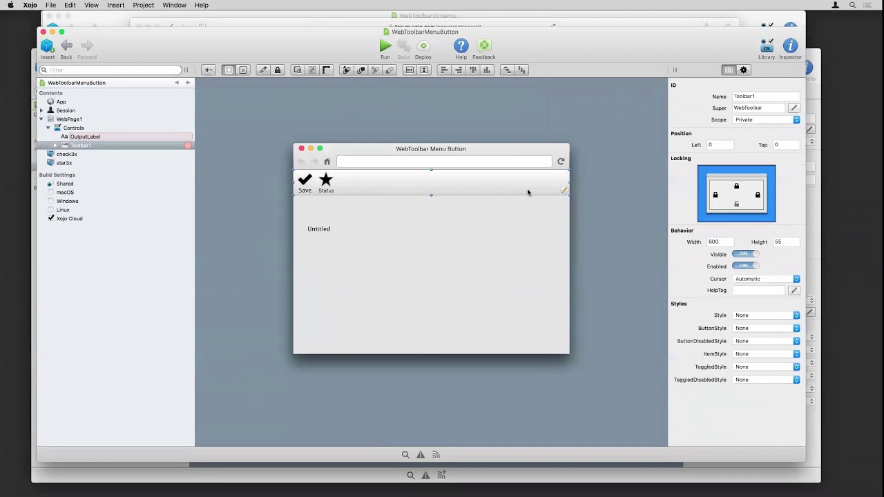 Xojo Programming - Web Toolbars