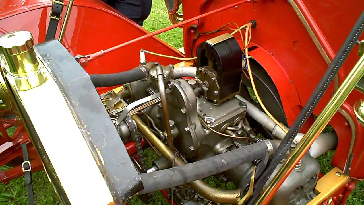 BUICK 1910 UPPOSING  TWIN  FIRING UP