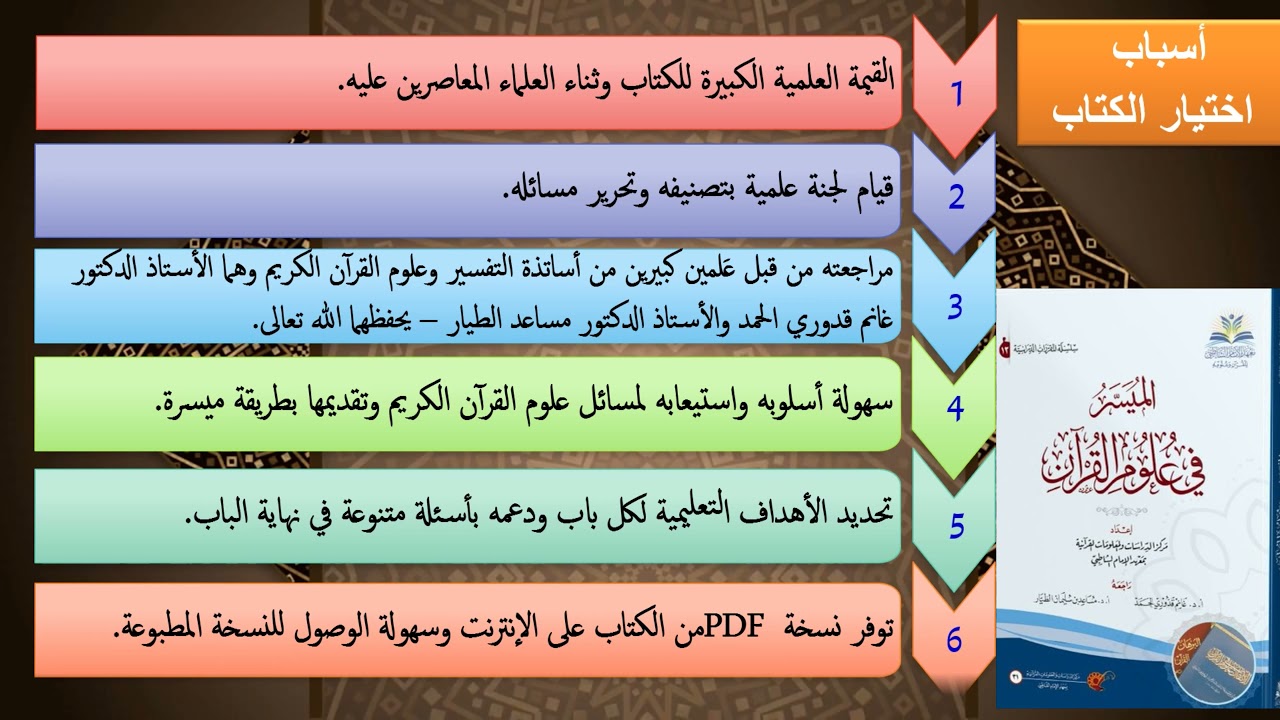 ١- التعريف بكتاب الميسر في علوم القرآن-تقديم الشيخ عماد بن أنور الديب