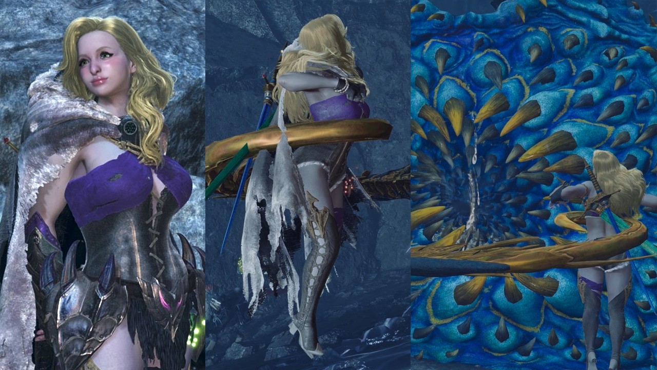 【MHWilds リョナ】デスギア&装備破壊 拘束丸吞み 吹っ飛び シーウー【4KHDR モンハンワイルズ  ryona】