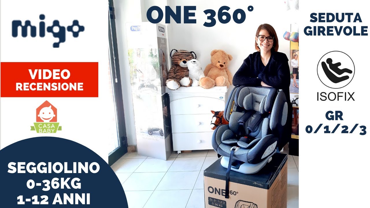 Migo One 360 SEGGIOLINO AUTO ISOFIX 0-36 KG CON SEDUTA GIREVOLE GRUPPO 0/1/2/3