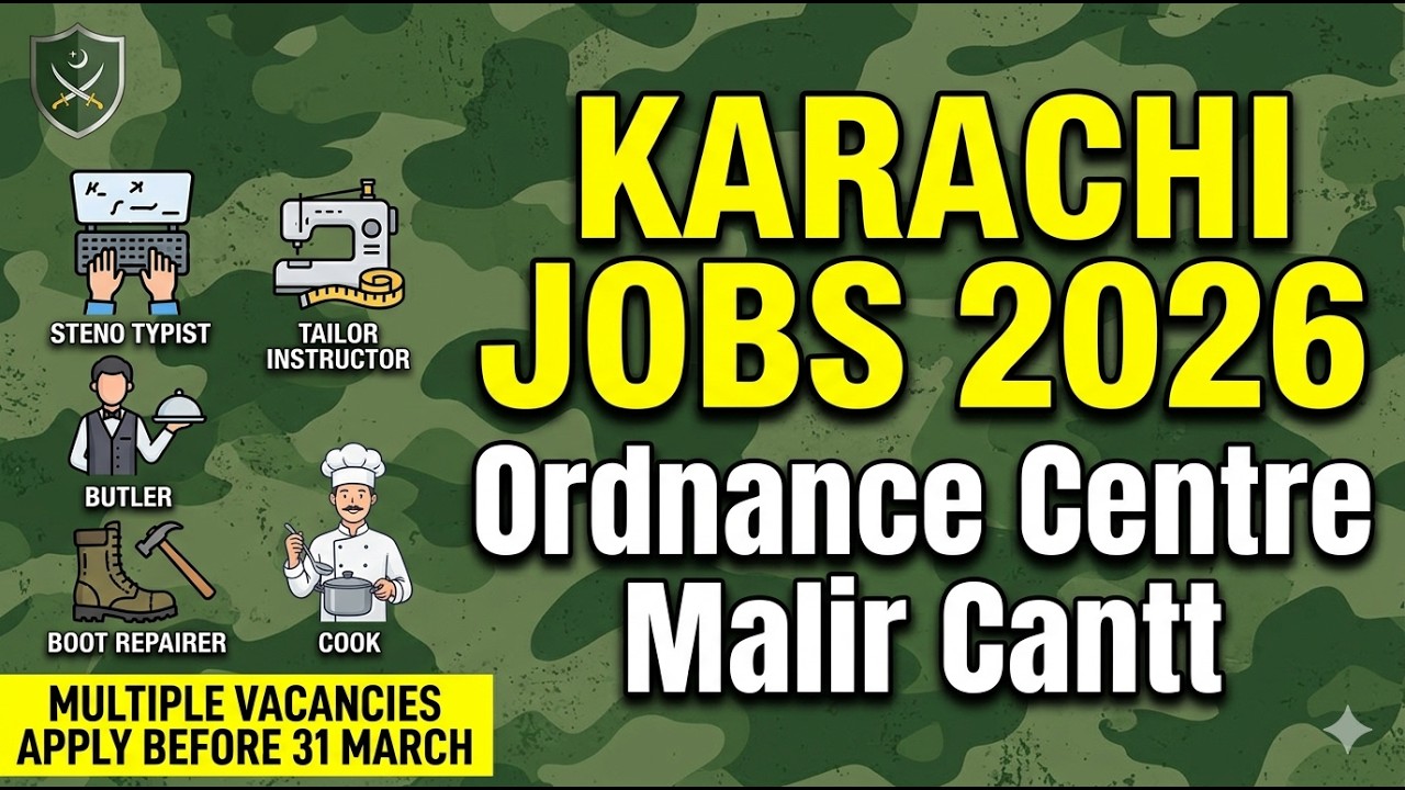 Ordnance Centre Malir Cantt Karachi Jobs 2026 | Latest Pakistan Army Civilian Jobs | Apply 31 March