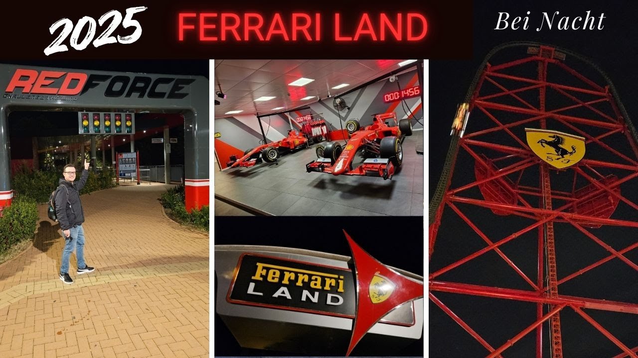 Ferrari Land im Winter 2025 | Wir fahren Red Force in der Nacht die höchste Achterbahn Europas!!!