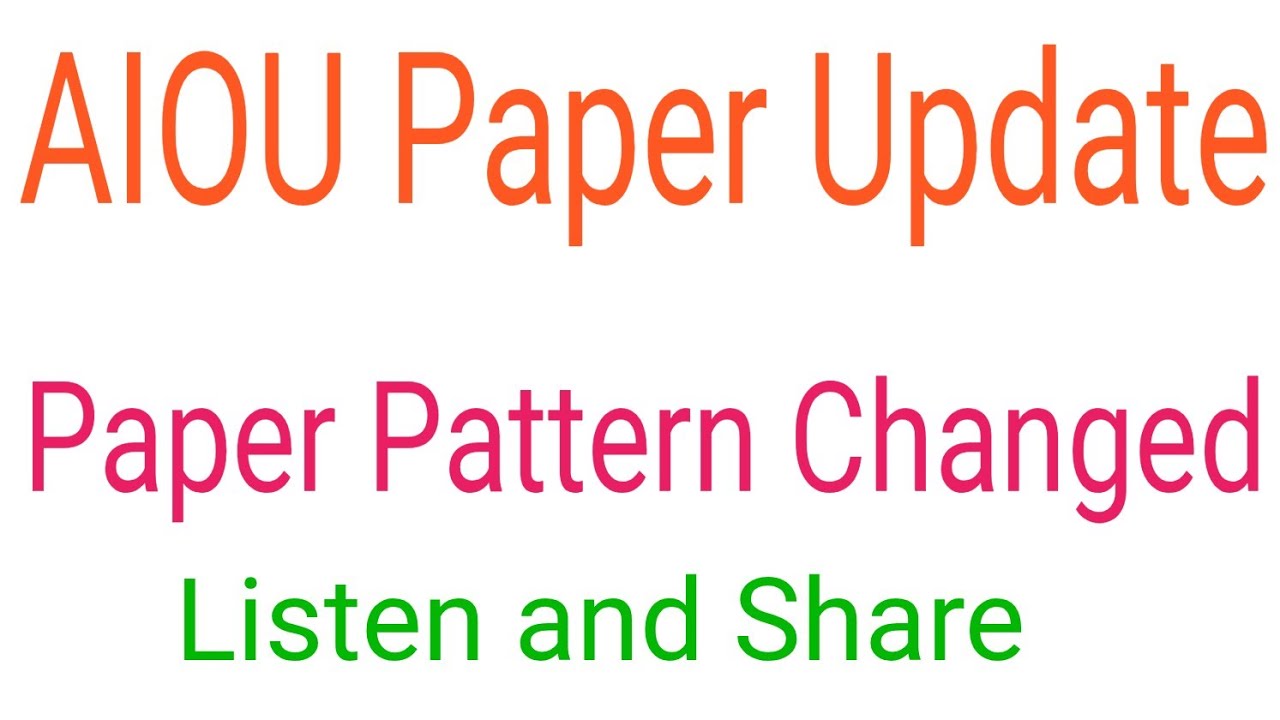 New Paper Pattern| AIOU Updated Paper Pattern 2026| Revised Paper Pattern