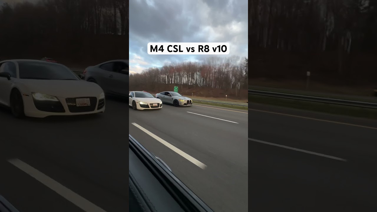 M4 CSL vs R8 v10 😆 #bmw #bmwm #m4 #r8 #r8v10 #audi