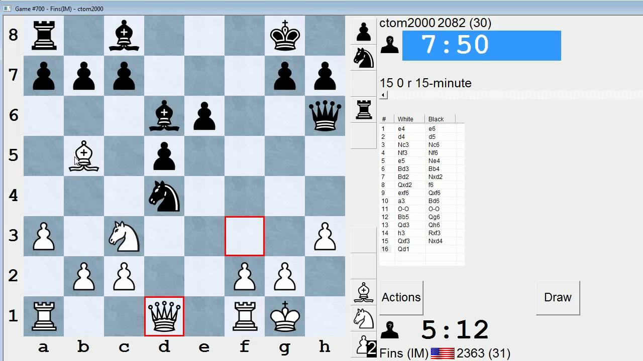 Standard Chess #140: IM Bartholomew vs. ctom2000 (French Defense)