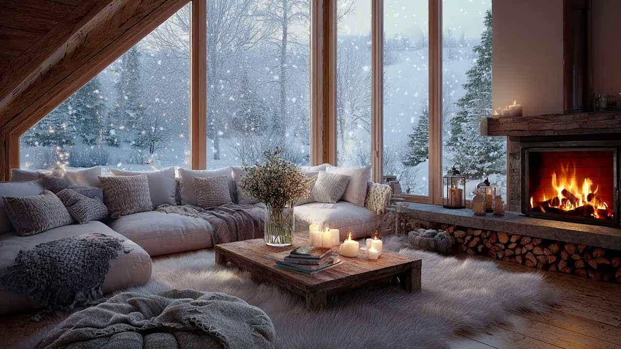 🕯️🎶 Soft Candle Piano Music | White Lounge Fireplace | Calm Focus Sleep