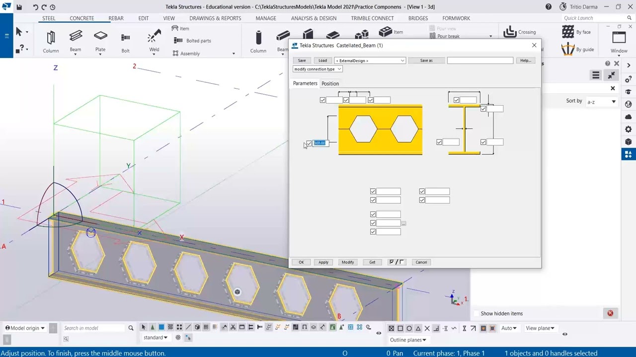 Tekla Structures 2021 - Tutorial Cara Membuat Castellated Beam