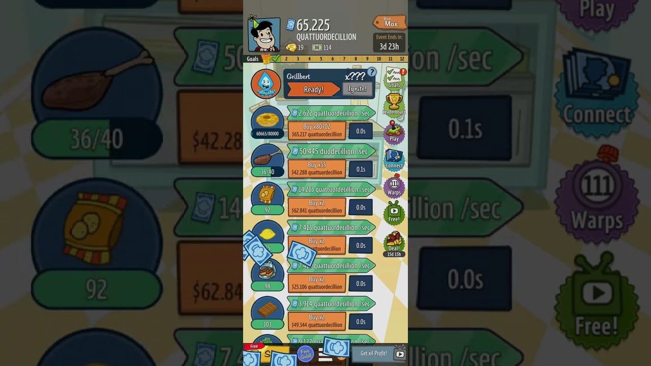 Let Them Cook Completed In 12m31s without the booster and Connections Adventure Capitalist 