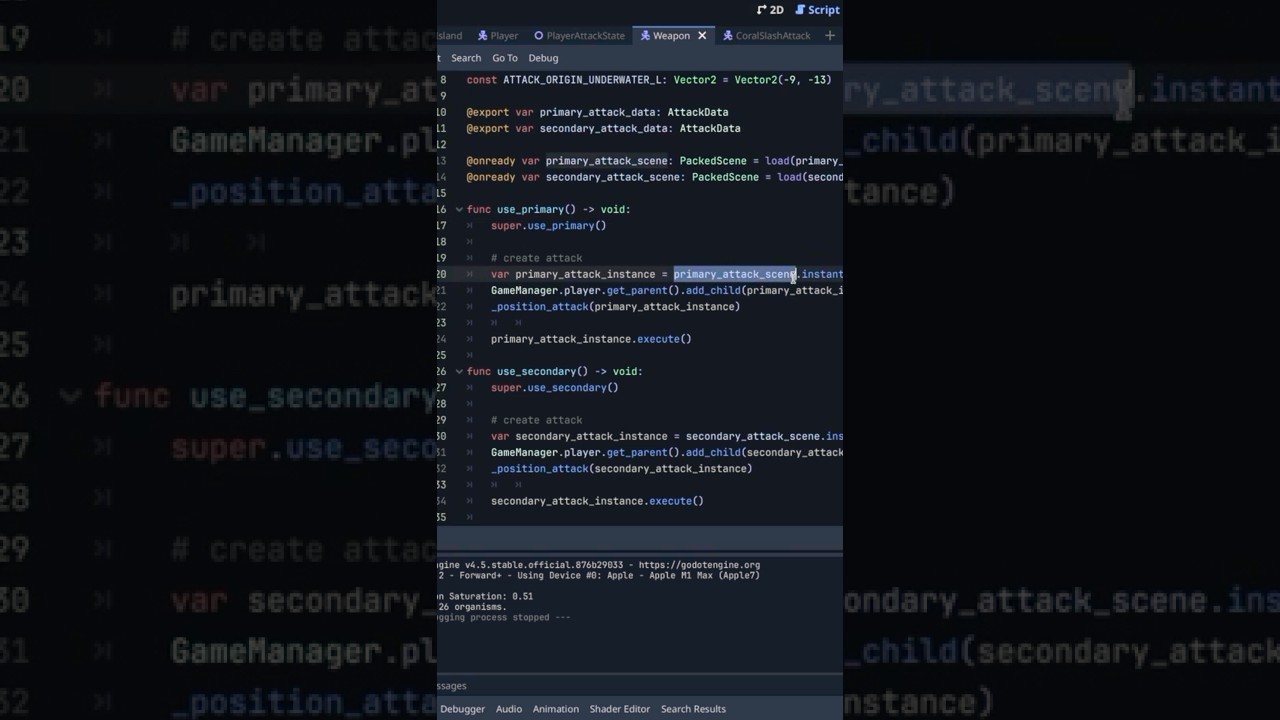 How I structure player attacks in my 2D RPG ⚔️ #gamedev #code #godot