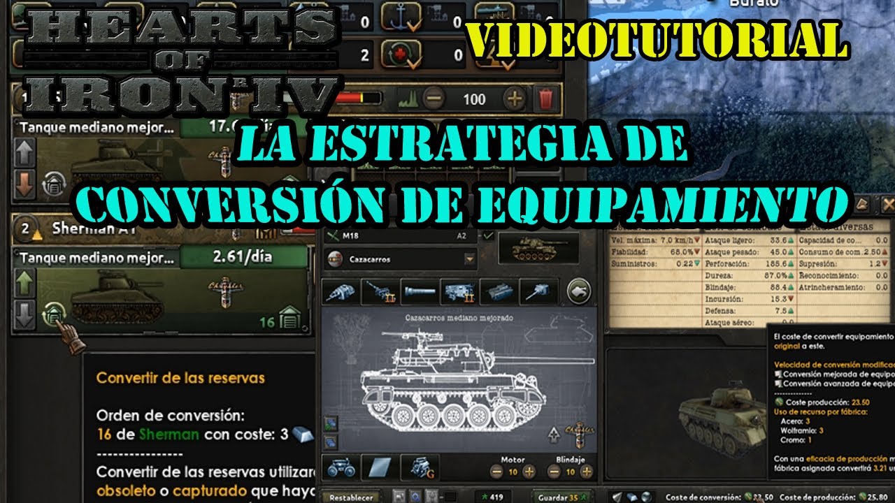 HOI IV - TUTORIAL - COMO FUNCIONA LA CONVERSION DE EQUIPO Y UNA ESTRATEGIA QUE SE UTILIZA EN MPS