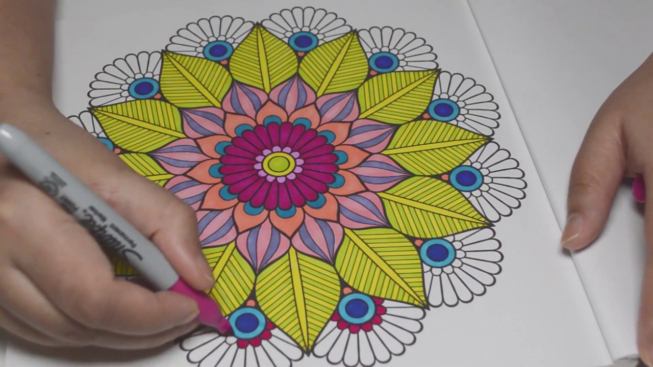 Mandala Love | Mandala coloring #2 - Relaxing adult coloring with sharpie