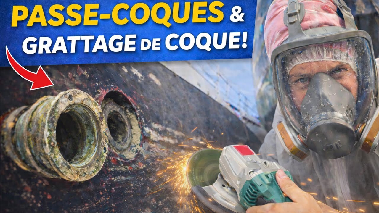 Refit voilier : chantier sous la ligne de flottaison (passe-coques & coque)