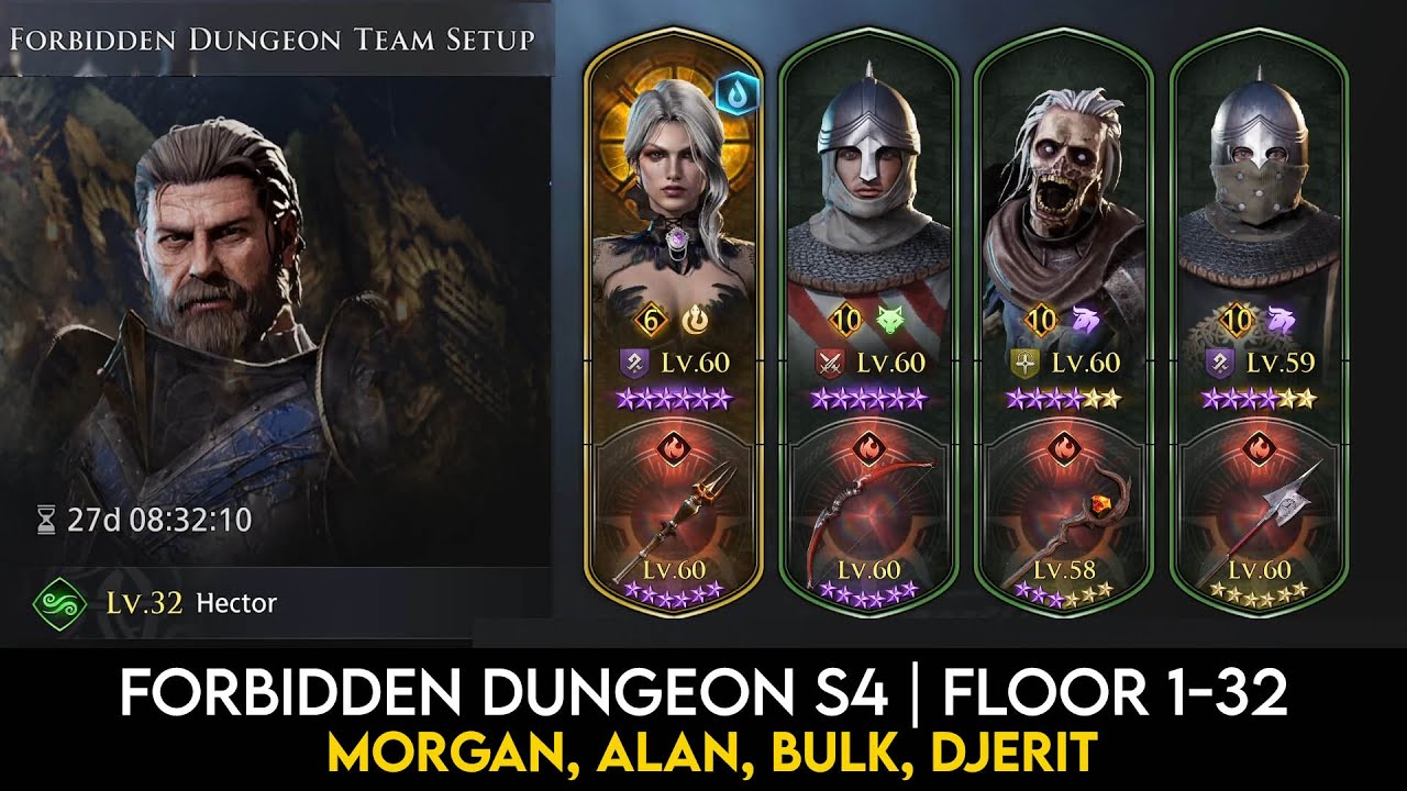 Season 4 Forbidden Dungeon 1 - 32 Playthough | King Arthur Legends Rise Guide