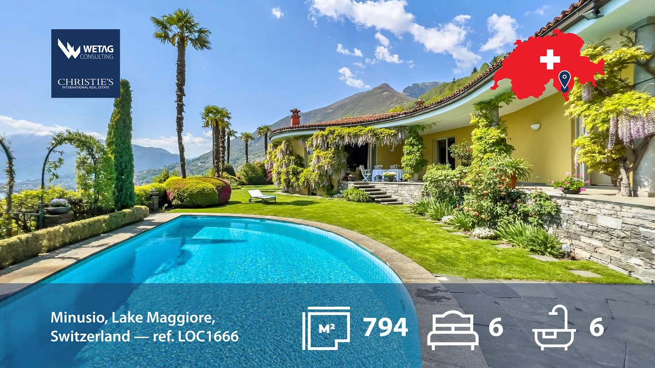 Mediterrane Villa mit herrlicher Sicht auf den Lago Maggiore, in Minusio, in der Schweiz