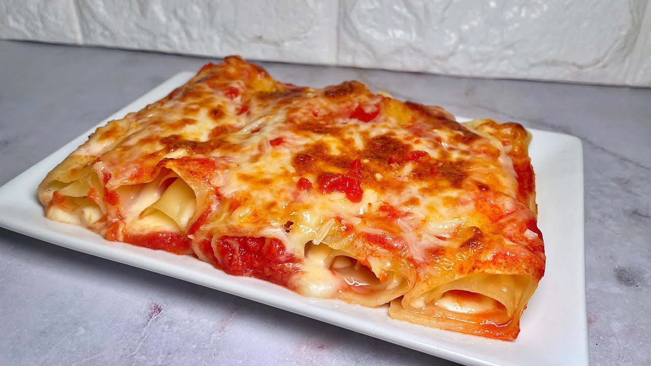 Lasaña rolls fáciles 🍝 Lasaña enrollada con jamón, queso y tomate