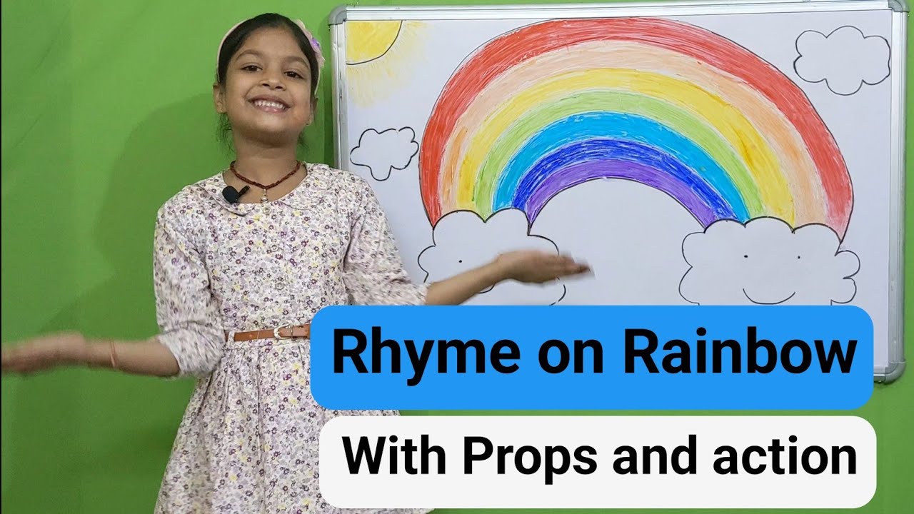 Rainbow Rhyme in English with Props and Actions, Rainbow making for a school competition.
