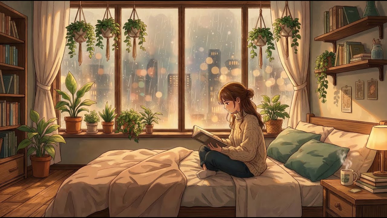 LoFi Cafe Chillhop Instrumental Rainy Night Mood for Deep Focus, Study, Work and Sleep