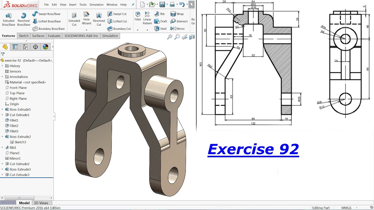 SolidWorks Tutorial for Beginners exercise 92