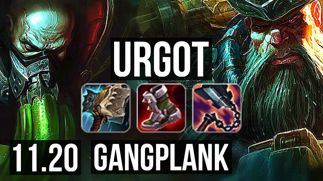 URGOT vs GANGPLANK (TOP) | Rank 1 Urgot, 1.8M mastery, 400+ games, Godlike | JP Challenger | v11.20