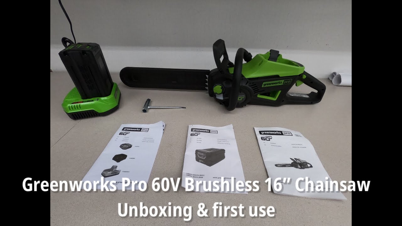 Greenworks Pro 60V Brushless 16” Chainsaw Unboxing and First Use