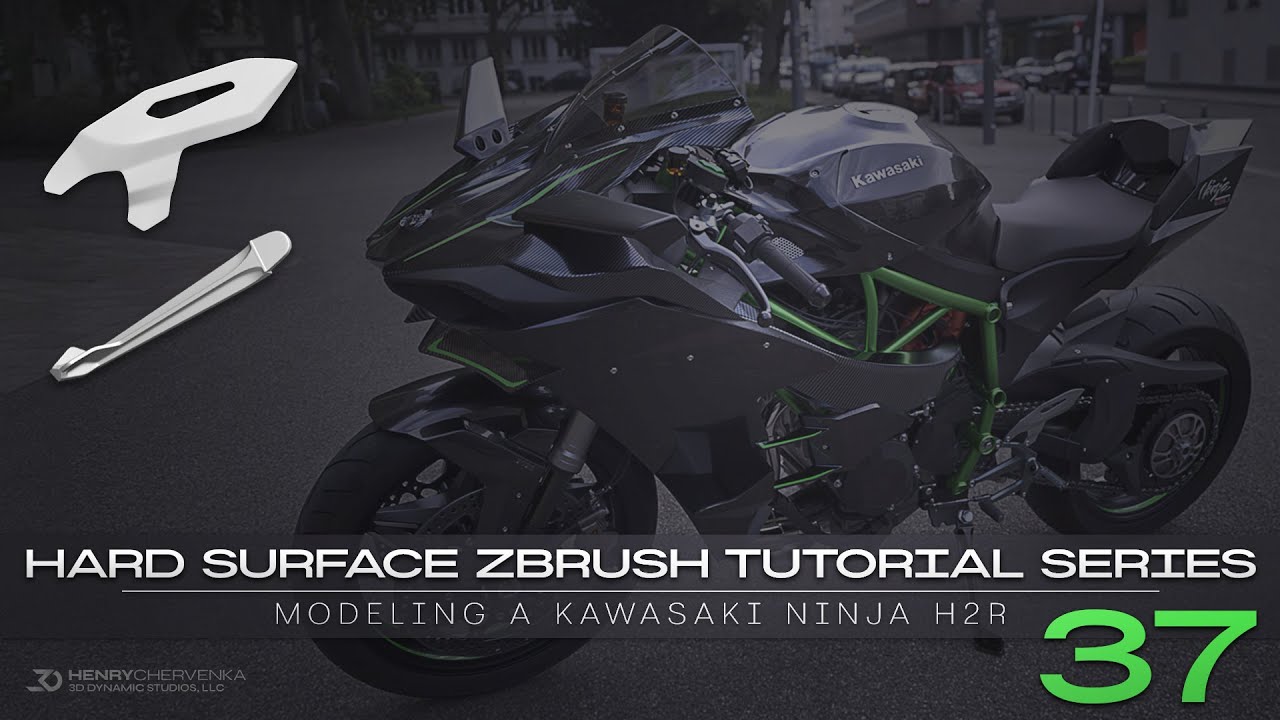 Hard Surface ZBrush Tutorial Series // Modeling A Kawasaki Ninja H2R // 37