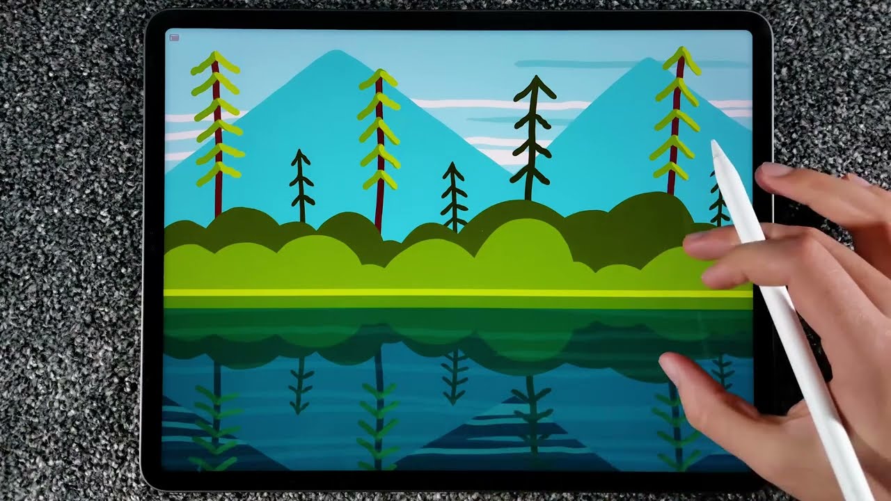 How To Draw a Simple Lake in Procreate | Step By Step drawing tutorial