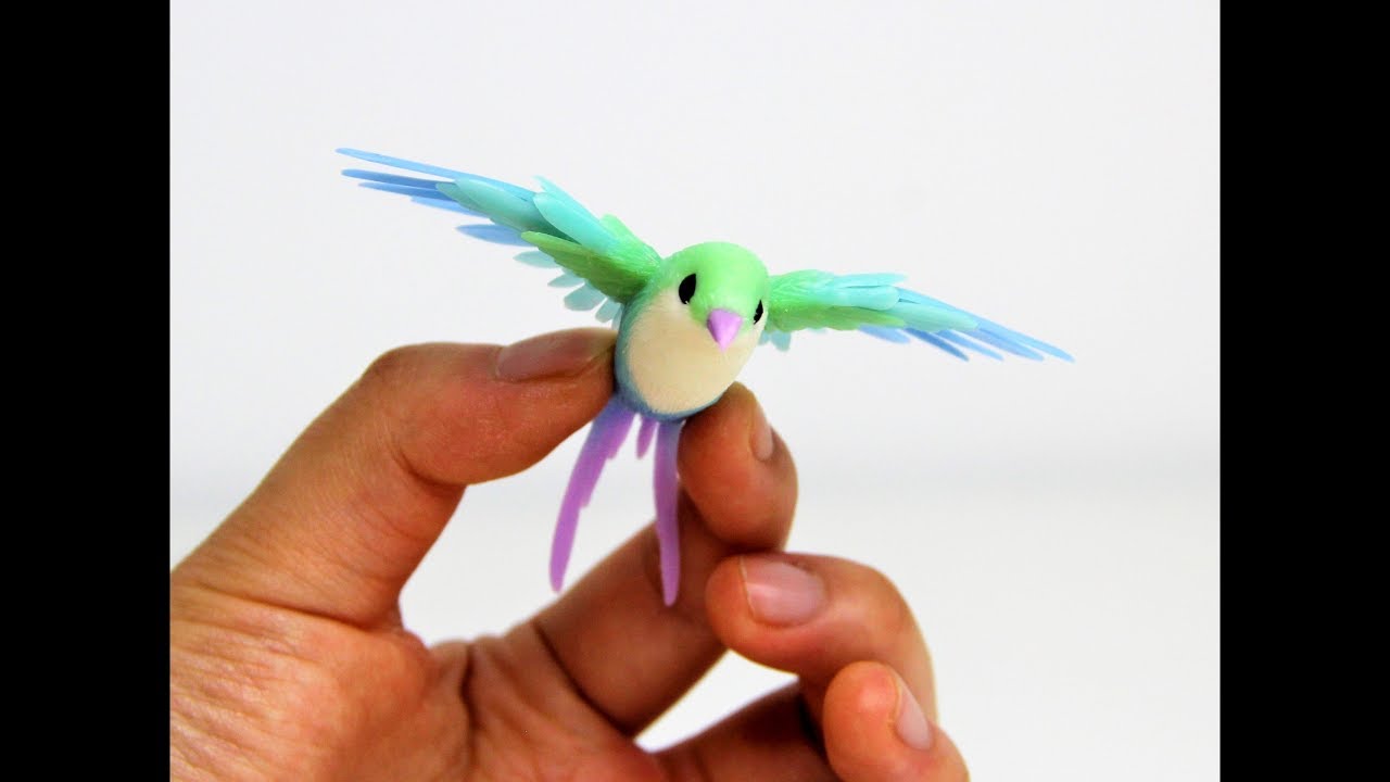 Colorful little bird polymer clay sculpture making process
