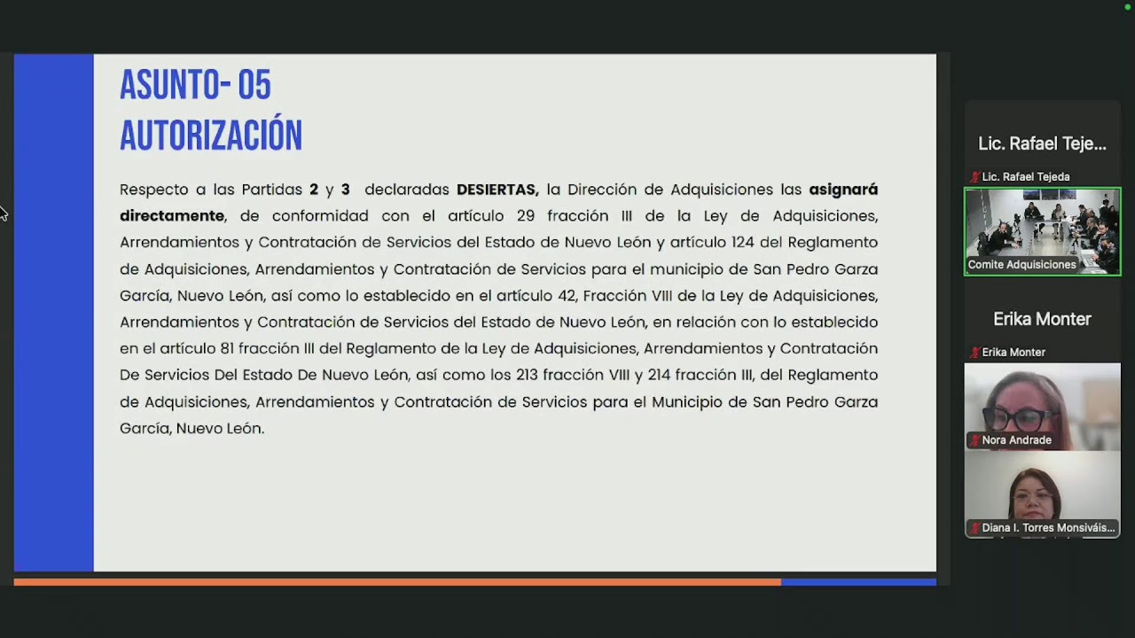 2° Sesión Ordinaria febrero del 2026 del Comité de Adquisiciones de San Pedro Garza García.